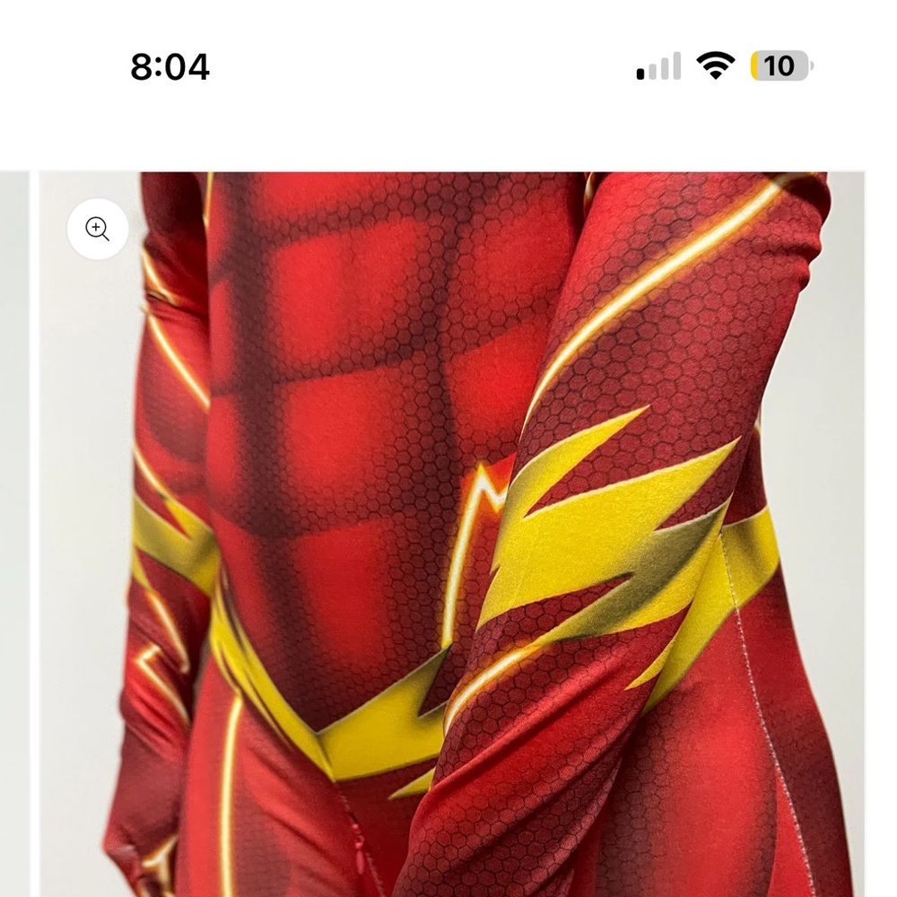 New Red and Yellow Superhero Costume with Lightning Bolt Emblem - Picture 2 of 4